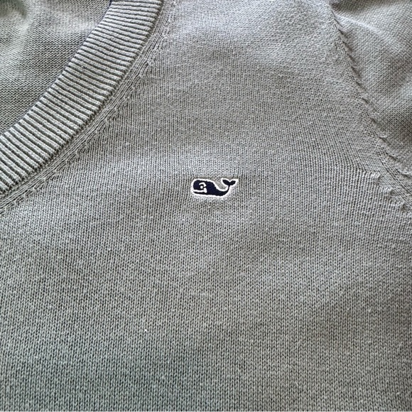 Vineyard Vines Heritage Cotton Women’s Sage Green V-Neck Large Sweater - Picture 5 of 8